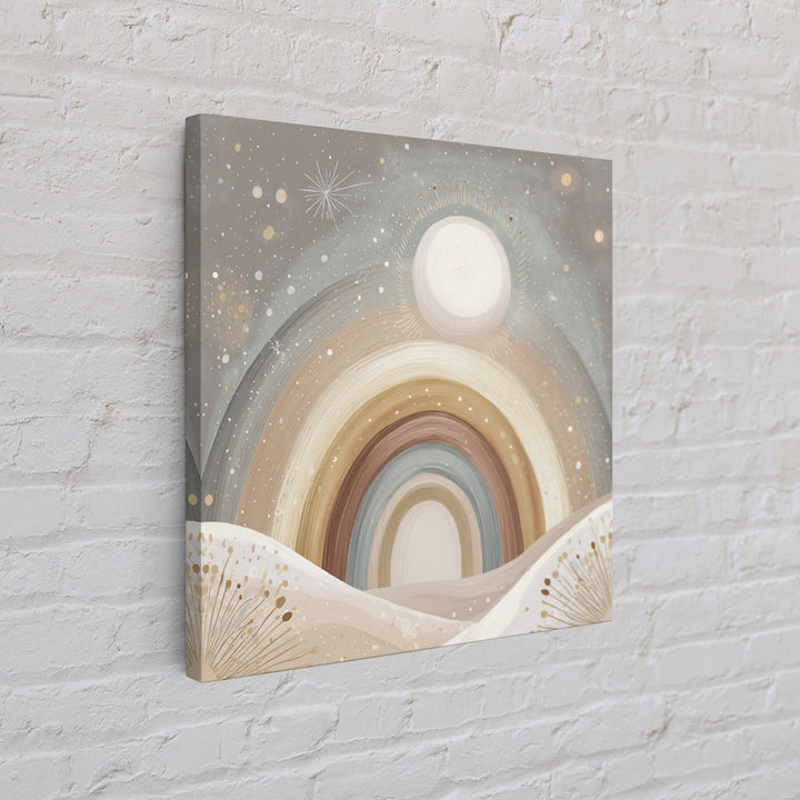 Neutral Boho Sun and Arch Shapes Framed Canvas Print, Nursery Decor, Nursery Art, Abstract Art, Nursery, Kids Wall Art, NDE-1x1-11