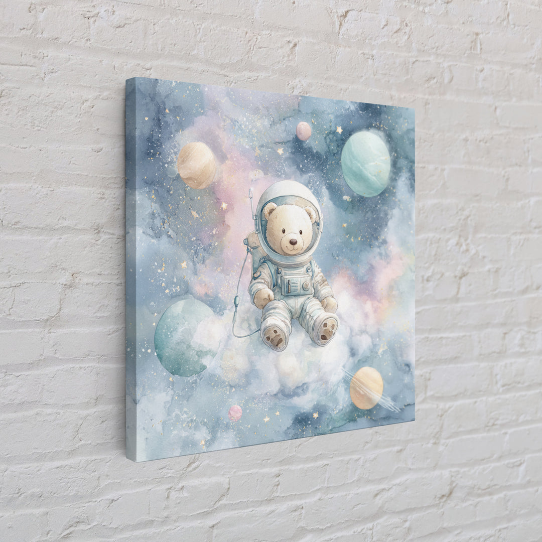Little Astronaut Bear Canvas Print, Nursery Decor, Wall, Oil Painting, Nursery, Nursery Wall Decals, Woodland Nursery, NDE-1x1-15
