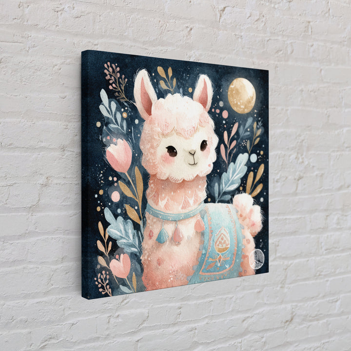Cute Llama with Blanket Pattern Framed Canvas Print, Nursery Decor, Neutral Decor, Fine Art, Nursery, Home Decor, Wall Decor, NDE-1x1-21