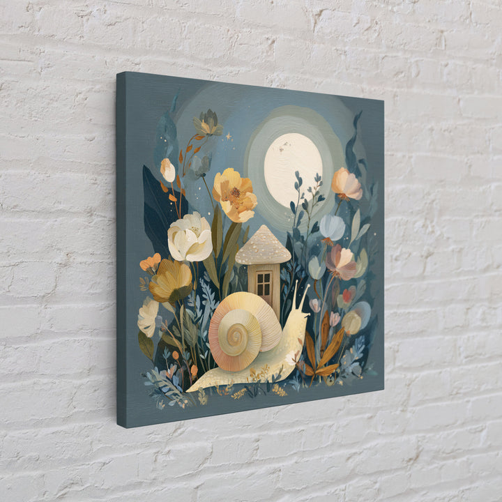 Garden Snail with Mushroom House Canvas Print, Nursery Decor, Nursery, Nursery, Baby Girl Nursery Decor, Nursery Name Sign, NDE-1x1-23
