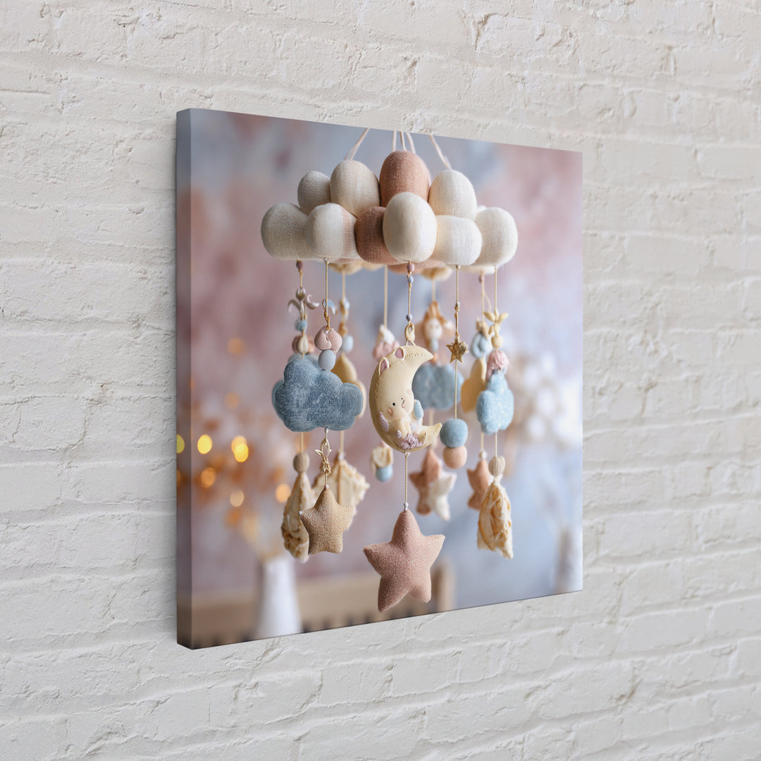 Moon Phase Mobile Framed Canvas Print, Nursery Decor, Playroom Decor, Fine Art, Nursery, Boy Nursery Decor, Gallery Decor, NDE-1x1-27