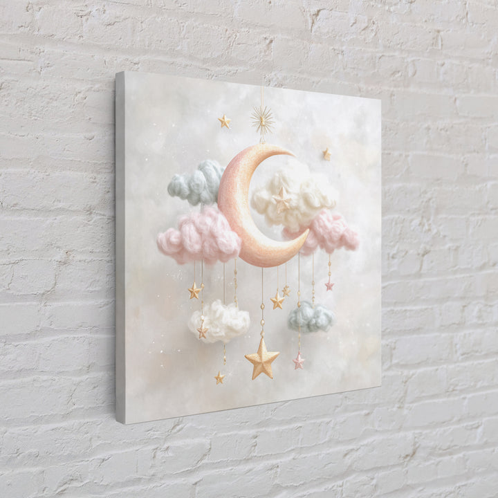 Moon Phase Mobile Canvas Print, Nursery Decor, Wall Decals, Abstract Art, Nursery, Girl Nursery Decor, Nursery Name Sign, NDE-1x1-3