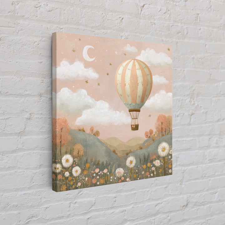 Hot Air Balloon Drifting Canvas Print, Nursery Decor, Safari Nursery Decor, Fine Art, Nursery, Modern Decor, Fine Art Print, NDE-1x1-60