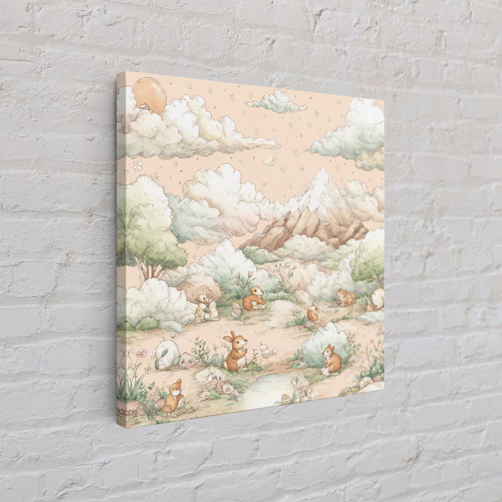 Calm Mountain Nursery Landscape Framed Canvas Print, Nursery Decor, Kids Wall Art, Fine Art, Nursery, Room Decor, NDE-1x1-72