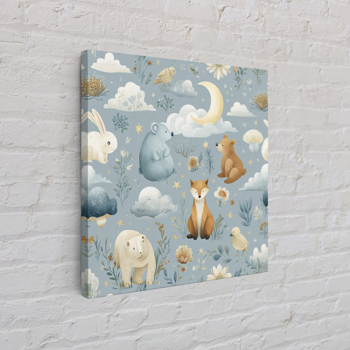 Woodland Animal Parade Framed Canvas Print, Nursery Decor, Fine Art Print, Fine Art, Nursery, Nursery Wall Art, NDE-1x1-74