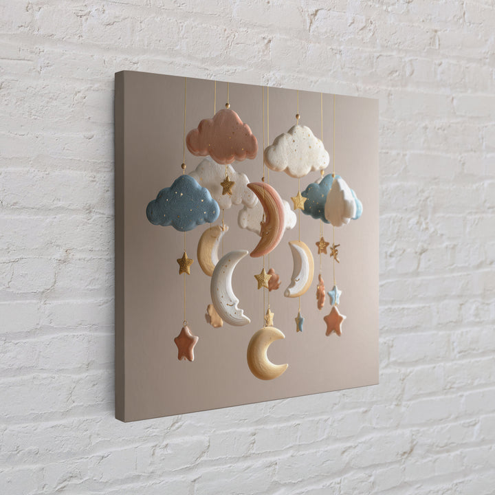 Moon Phase Mobile Canvas Print, Nursery Decor, Art Print, Nursery, Woodland Nursery Decor, Nursery Prints, Playroom Decor, NDE-1x1-99