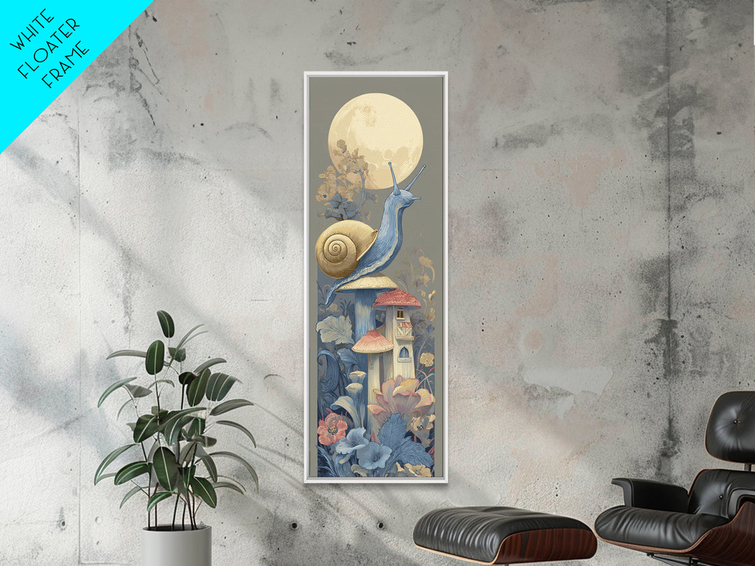 Garden Snail with Mushroom House Canvas Print, Nursery Decor, Nursery Prints, Nursery, Nursery Wall Decal, Boy Nursery Decor, NDE-1x3-11