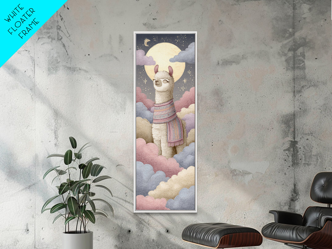 Cute Llama with Blanket Pattern Canvas Print, Nursery Decor, Playroom Decor, Nursery, Boy Nursery Decor, Gallery Decor, NDE-1x3-33