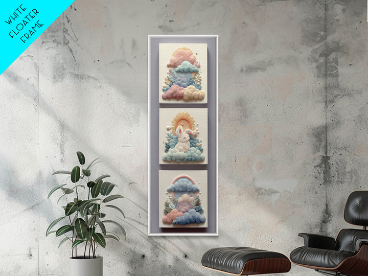 Pastel Rainbow with Soft Cloud Shapes Canvas Print, Nursery Decor, Minimalist Decor, Nursery, Wall Decals, Nursery Wall Decor, NDE-1x3-37