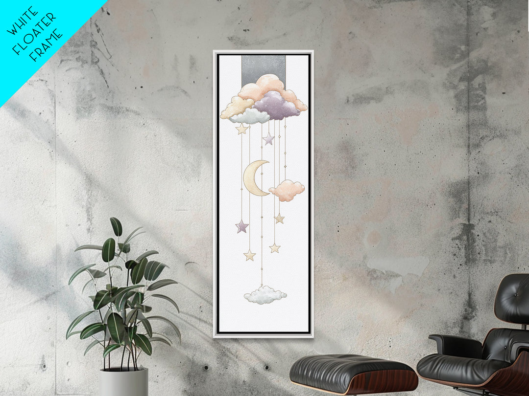 Moon Phase Mobile Canvas Print, Nursery Decor, Playroom Decor, Nursery, Boy Nursery Decor, Gallery Decor, Neutral Decor, NDE-1x3-39