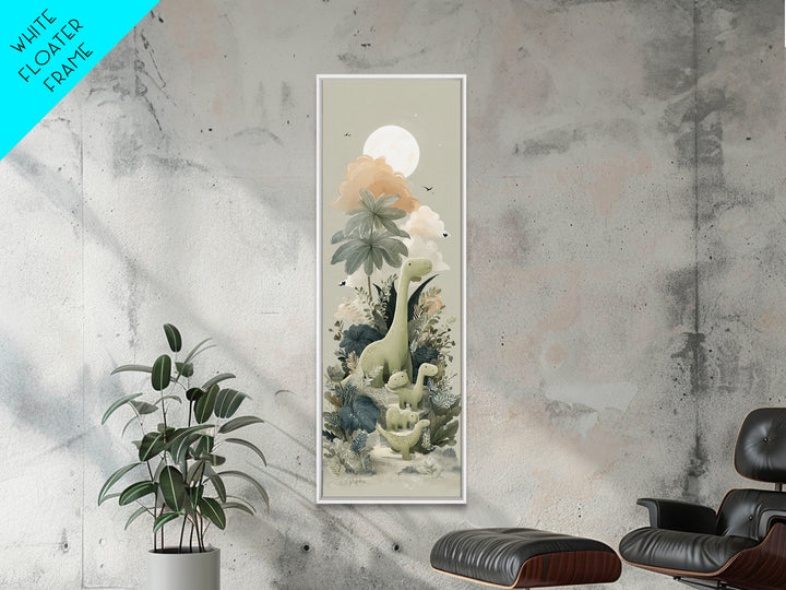 Gentle Dinosaur Family Canvas Print, Nursery Decor, Floral Wall Art, Fine Art, Nursery, Gallery Decor, Neutral Decor, NDE-1x3-43