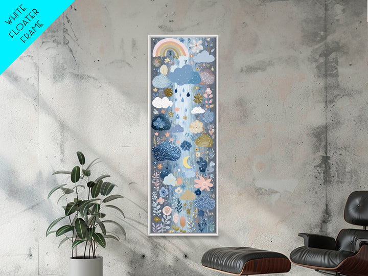 Cloud Rainbow and Raindrop Composition Canvas Print, Nursery Decor, Nursery Prints, Fine Art, Nursery, Nursery Wall Decal, NDE-1x3-56