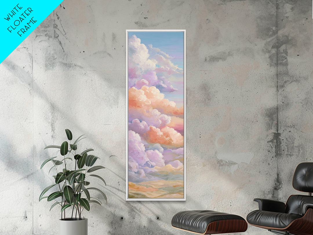Pastel Rainbow with Soft Cloud Shapes Framed Canvas Print, Nursery Decor, Abstract Art, Nursery, Nursery Prints, NDE-1x3-61