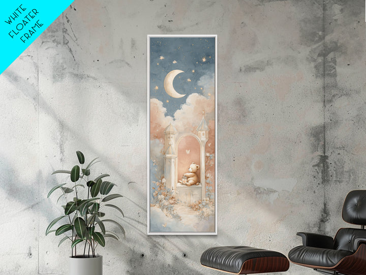 Storybook Bear with Little Lantern Framed Canvas Print, Nursery Decor, Wall Art, Oil Painting, Nursery, Nursery Wall Decor, NDE-1x3-69