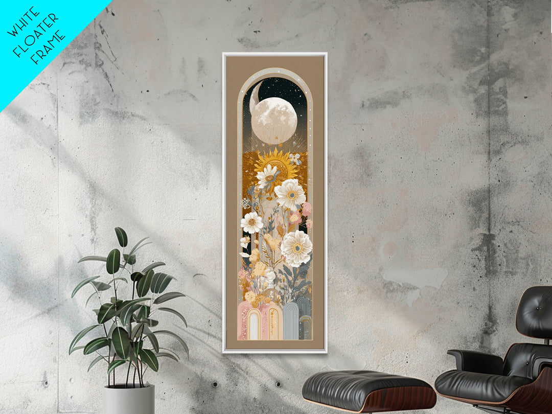 Neutral Boho Sun and Arch Shapes Framed Canvas Print, Nursery Decor, Gallery Decor, Fine Art, Nursery, Wall Art, Home Decor, NDE-1x3-71