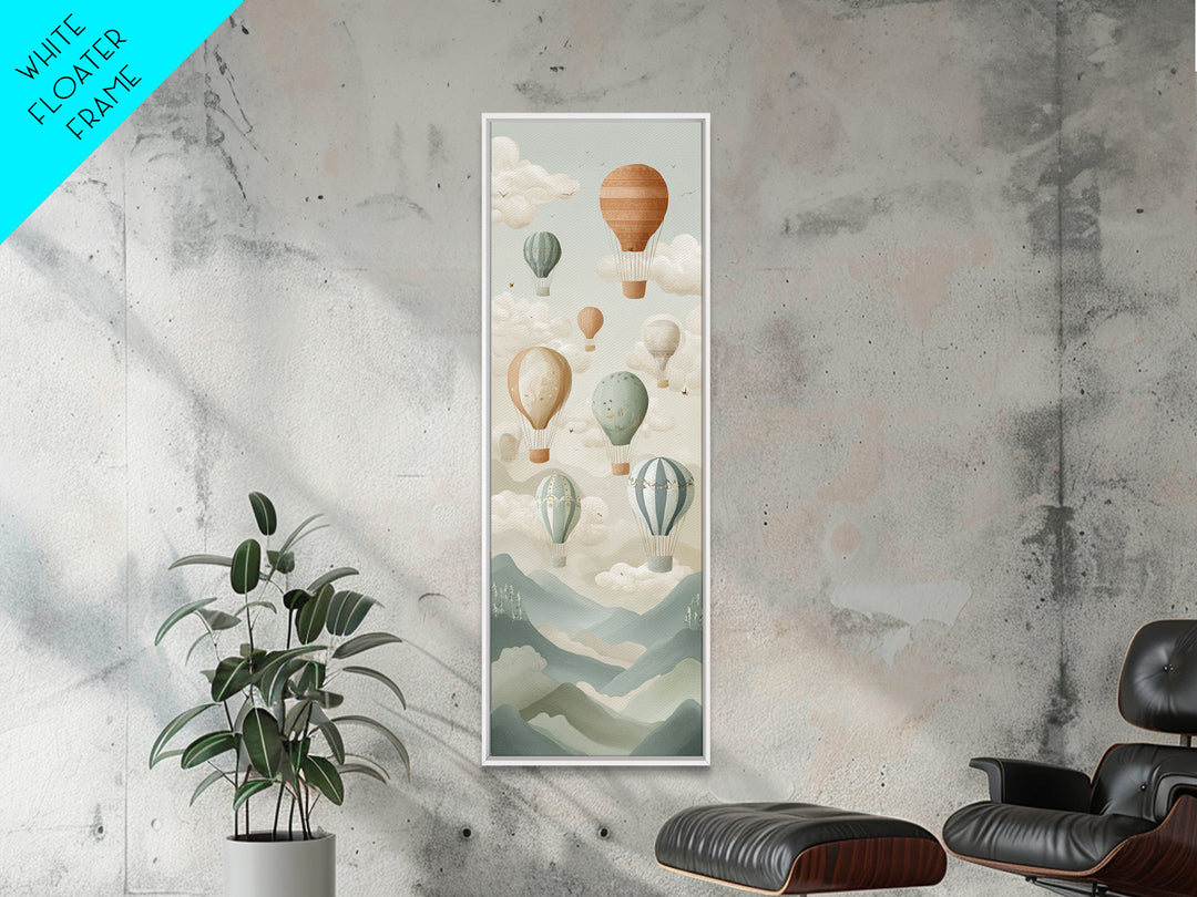 Hot Air Balloon Drifting Canvas Print, Nursery Decor, Safari Nursery Decor, Fine Art, Nursery, Modern Decor, Fine Art Print, NDE-1x3-72