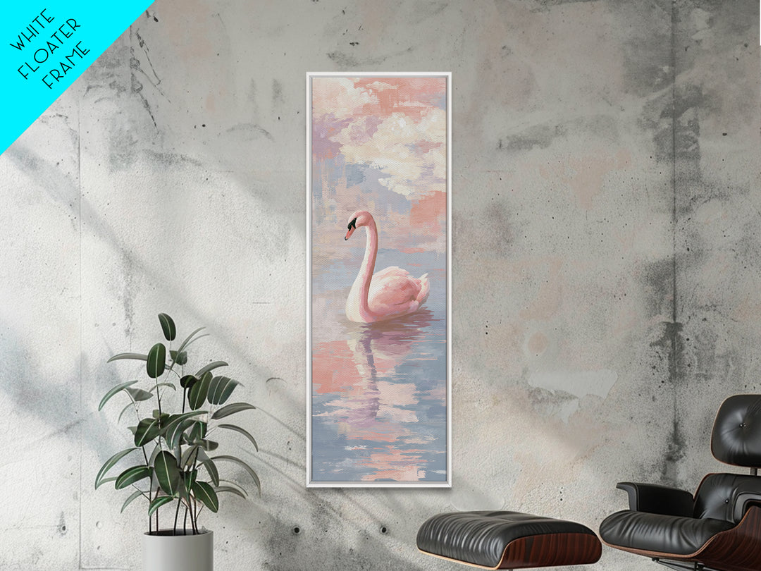 Pink Swan on Calm Pond Canvas Print, Nursery Decor, Nursery Wall Decor, Fine Art, Nursery, Nursery Name Sign, Kids Wall Art, NDE-1x3-73