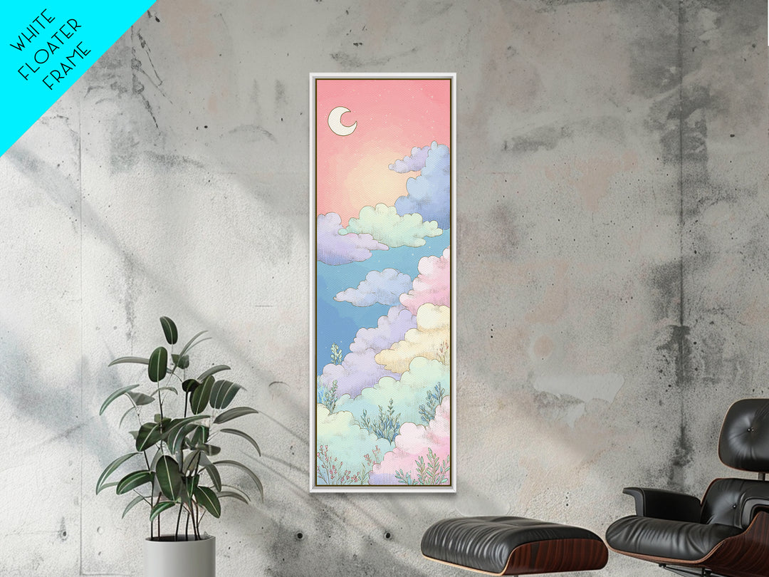 Pastel Rainbow with Soft Cloud Shapes Canvas Print, Nursery Decor, Wall Decal, Abstract Art, Nursery, Wall Light, NDE-1x3-85