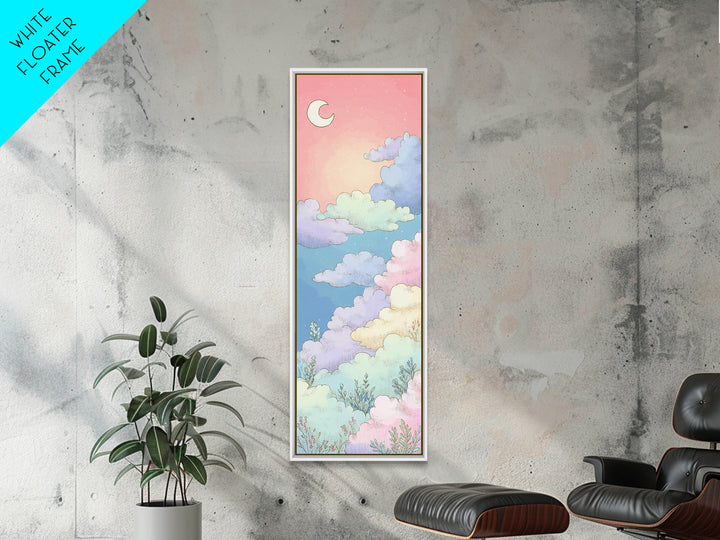Pastel Rainbow with Soft Cloud Shapes Canvas Print, Nursery Decor, Wall Decal, Abstract Art, Nursery, Wall Light, NDE-1x3-85