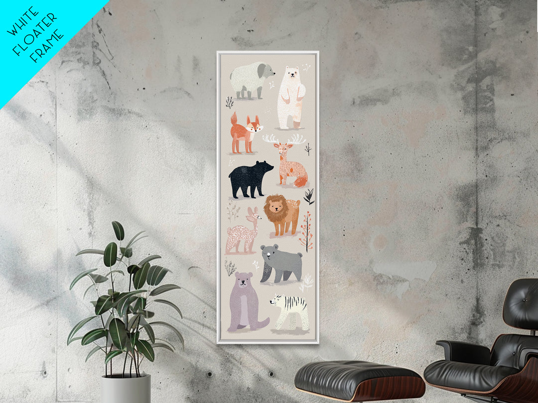 Woodland Animal Parade Canvas Print, Nursery Decor, Contemporary Art, Fine Art, Nursery, Wall Decals, Nursery Wall Decor, NDE-1x3-86