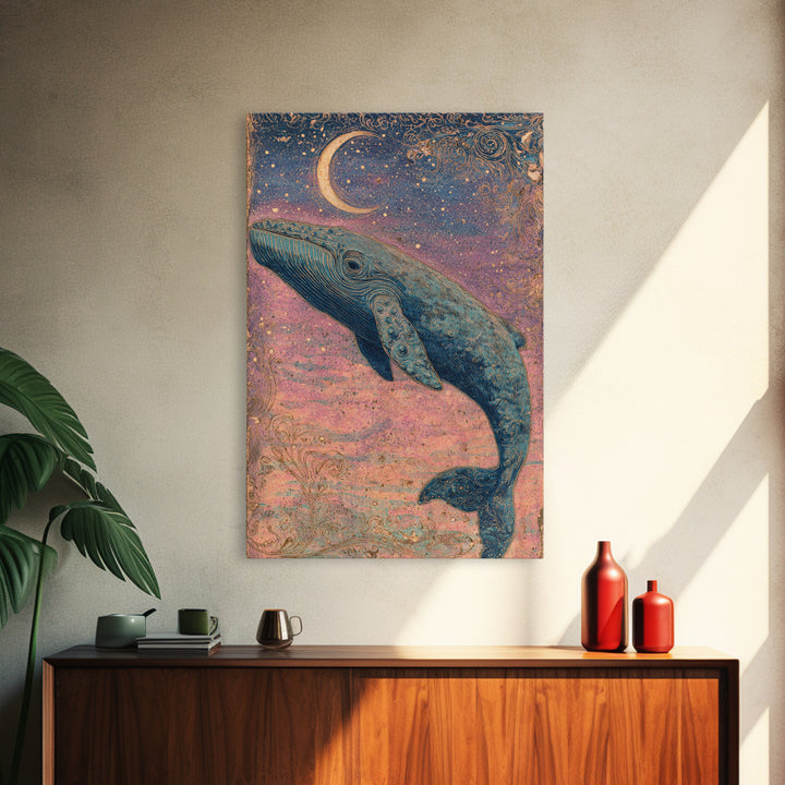 Sleeping Kitten on Crescent Moon Framed Canvas Print, Nursery Decor, Framed Wall Art, Fine Art, Nursery, Safari Nursery Decor, NDE-2x3-25