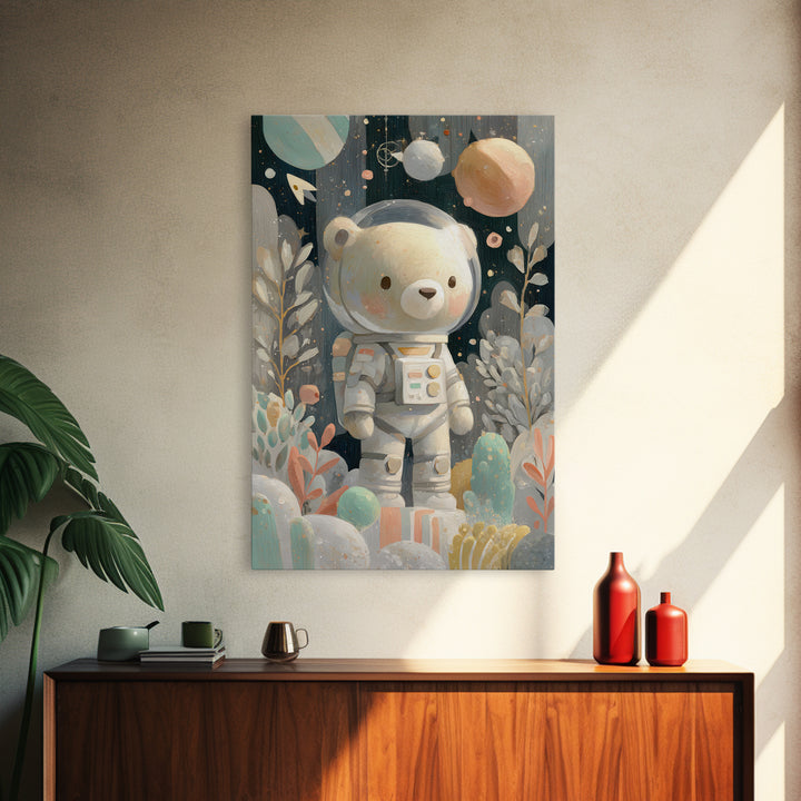 Little Astronaut Bear Canvas Print, Nursery Decor, Playroom Decor, Fine Art, Nursery, Boy Nursery Decor, Gallery Decor, NDE-2x3-71
