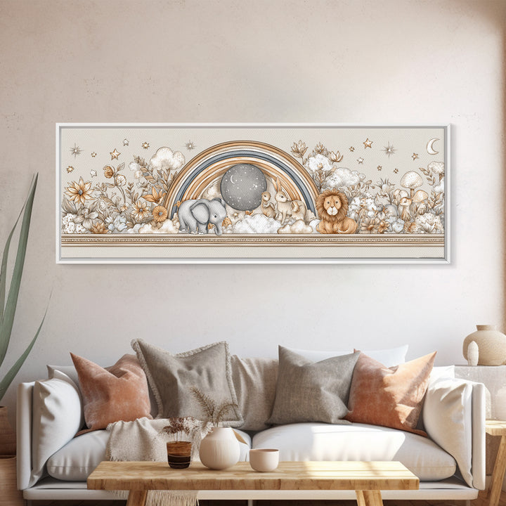Soft Floral Initial Frame Without Letters Framed Canvas Print, Nursery Decor, Floral Wallpaper, Nursery, Fine Art Print, NDE-3x1-74