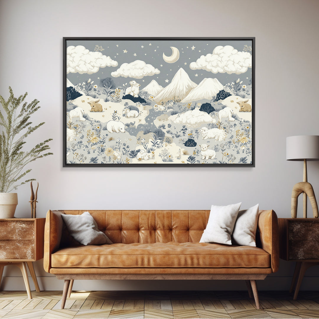 Calm Mountain Nursery Landscape Canvas Print, Nursery Decor, Kids Wall Art, Fine Art, Nursery, Room Decor, Textured Painting, NDE-3x2-52