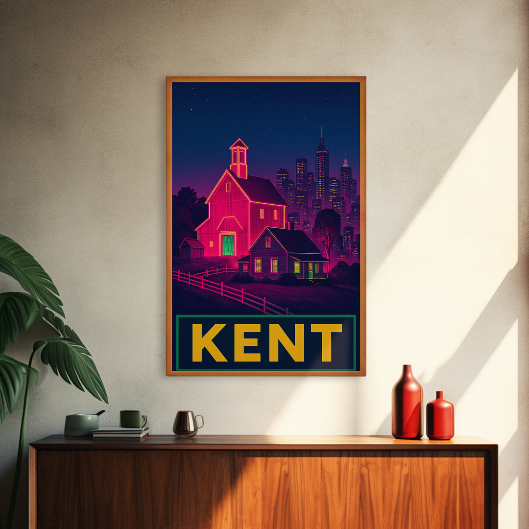 Kent Washington Travel Poster, Canvas Print, Cyberpunk Style City Art, Kent Art Print, City Art Print, Fine Art Print, Travel Art Print