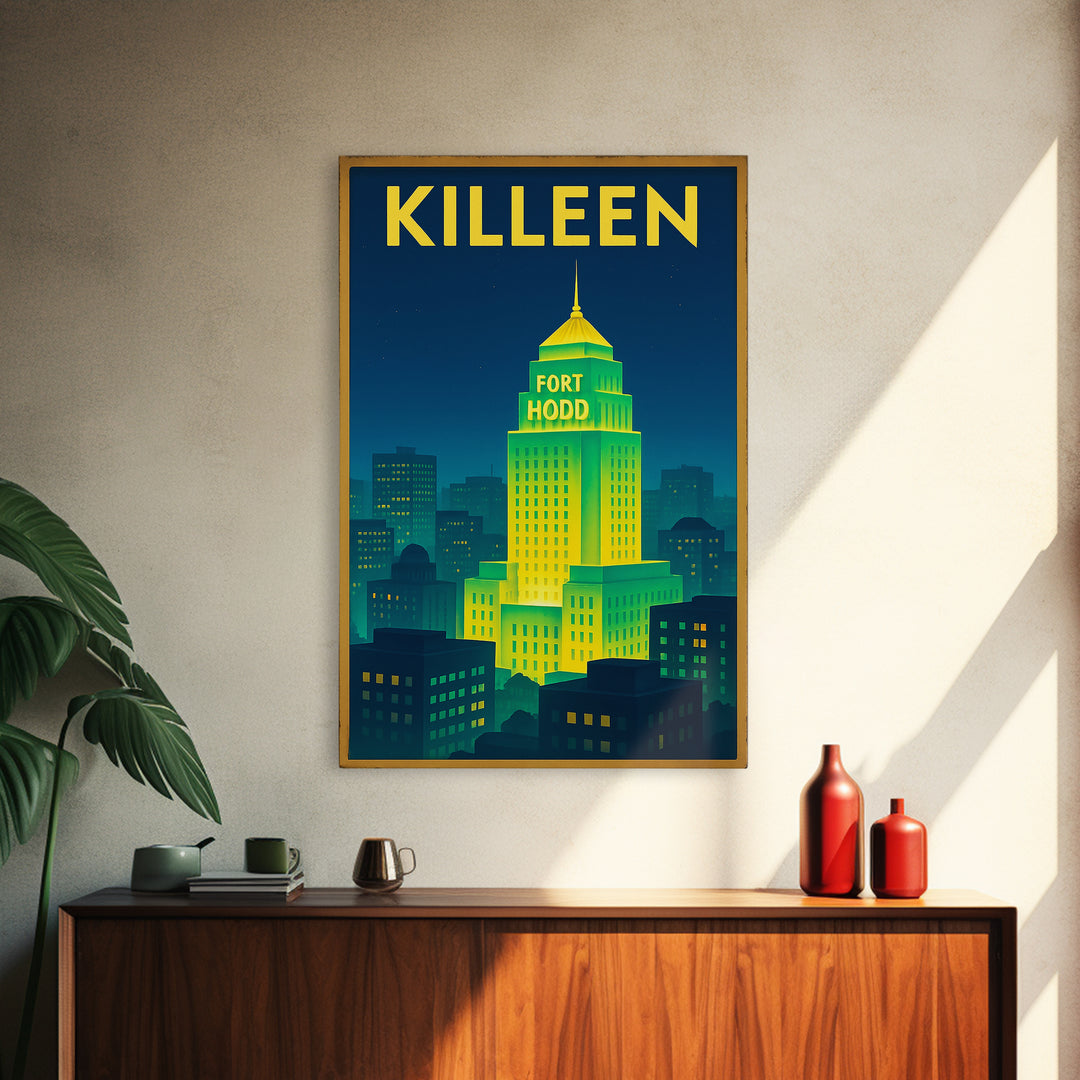 Killeen Travel Poster, Canvas Print, Electric Night Poster Art, Killeen Wall Art, Travel Poster Art, Travel Art Print, Vintage Travel Art