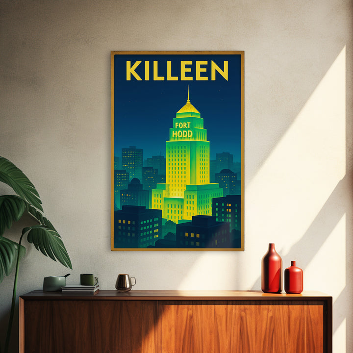 Killeen Travel Poster, Canvas Print, Electric Night Poster Art, Killeen Wall Art, Travel Poster Art, Travel Art Print, Vintage Travel Art