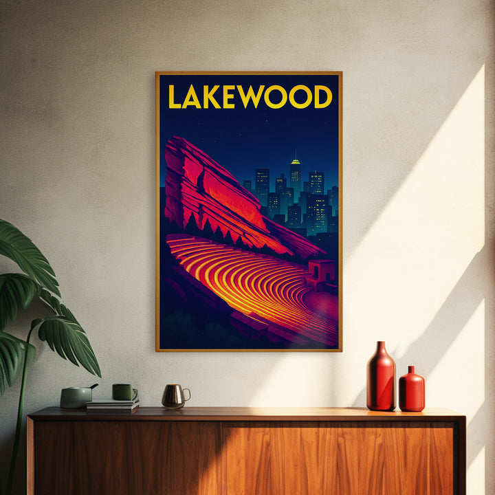 Lakewood Travel Poster, Canvas Print, Cyberpunk Style City Art, Lakewood Travel Art, Travel Wall Art, City Illustration, Fine Art Print