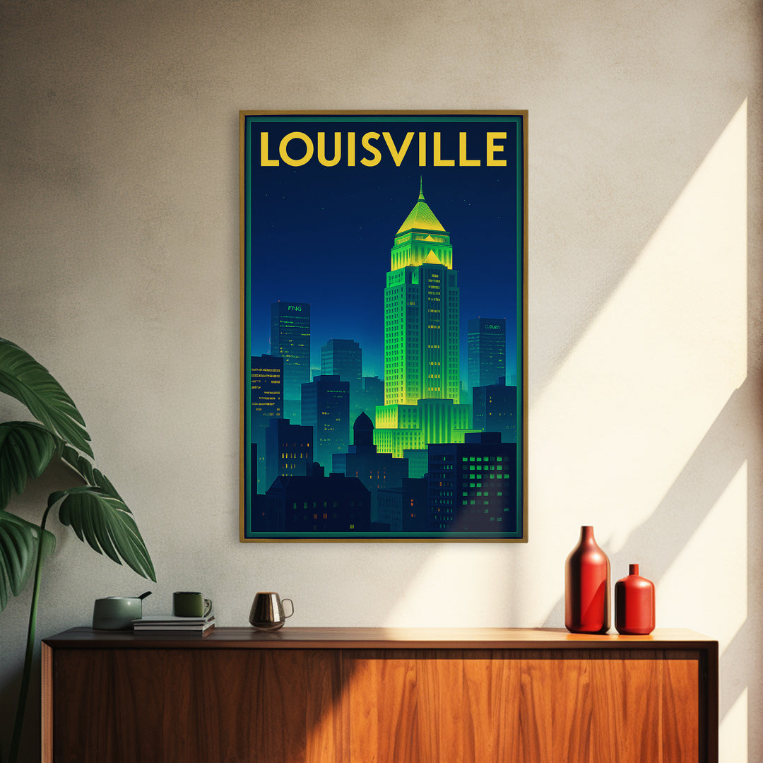 Louisville Travel Poster, Canvas Print, Cyberpunk Style City Art, Louisville Poster Print, City Travel Prints, City Art Print, Design 2