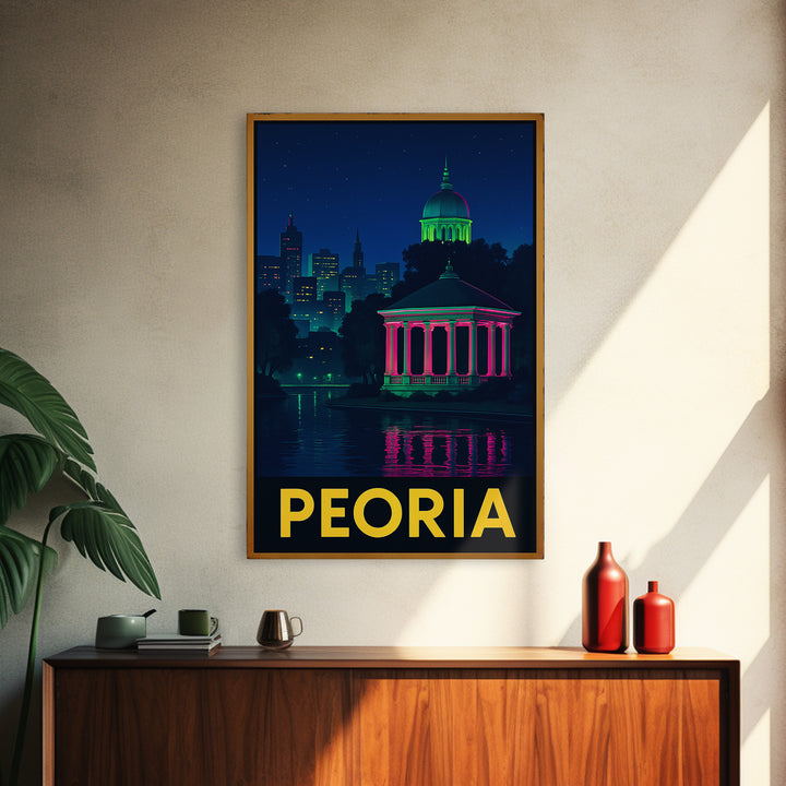 Peoria Arizona Travel Poster, Canvas Print, Electric Night Poster Art, Peoria City Art, Skyline Art, City Art Print, Retro Travel Print