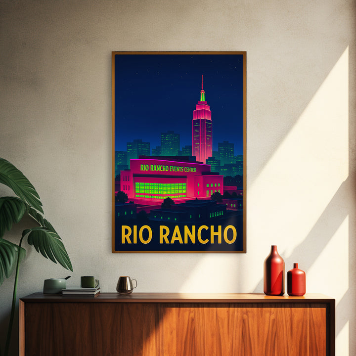 Rio Rancho New Mexico Travel Poster, Canvas Print, Cyberpunk Style City Art, Rio Rancho Art Print, Travel Wall Decor, Eclectic Wall Decor