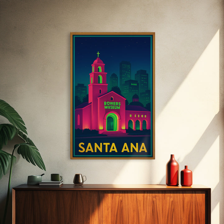 Santa Ana California Travel Poster, Canvas Print, Cyberpunk Style City Art, Santa Ana City Art, Fine Art Print, Wall Art, City Art Print
