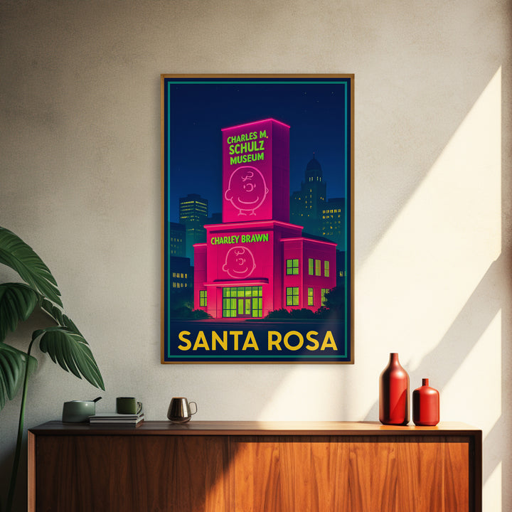 Santa Rosa California Travel Poster, Canvas Print, Electric Night Poster Art, Santa Rosa Poster Print, City Art Print, Vintage City Art