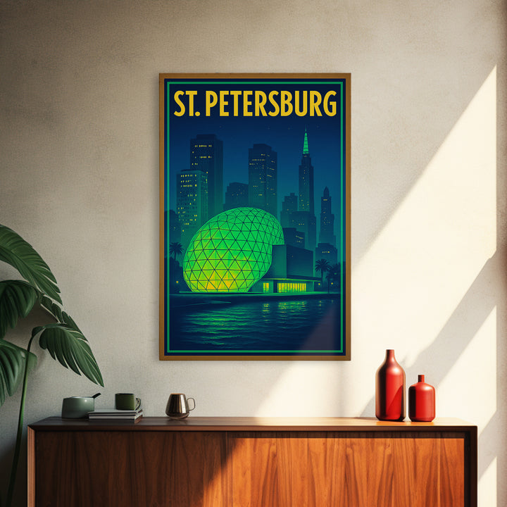 St Petersburg Travel Poster, Framed Canvas Print, Cyberpunk Style City Art, St Petersburg Wall Art, Fine Art Print, City Travel Prints