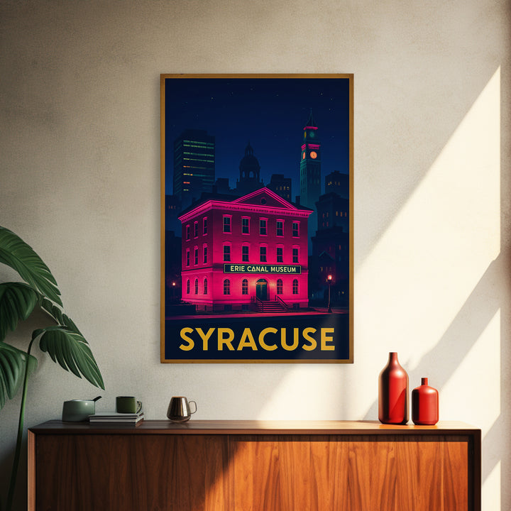 Syracuse New York Travel Poster, Canvas Print, Electric Night Poster Art, Syracuse Art Print, Travel Art Print, Office Decor, Skyline Art