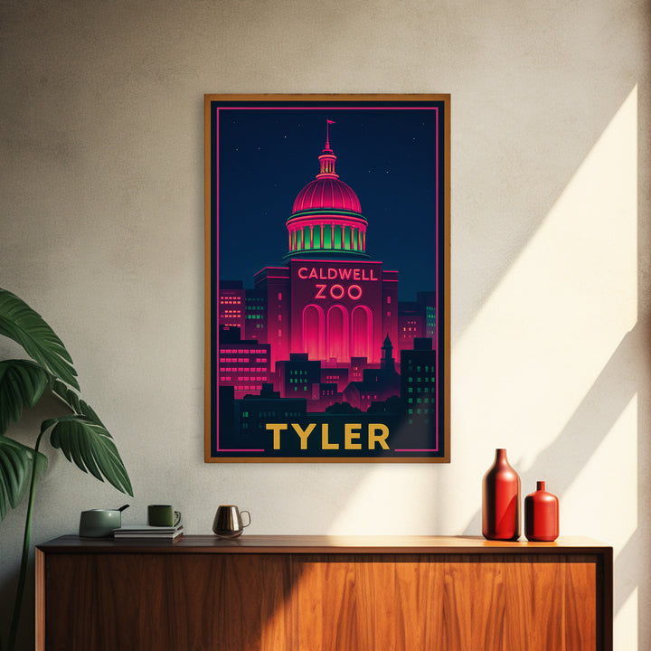 Tyler Texas Travel Poster, Canvas Print, Cyberpunk Style City Art, Tyler Art Print, Modern Wall Decor, Gift For Travelers, Travel Wall Art