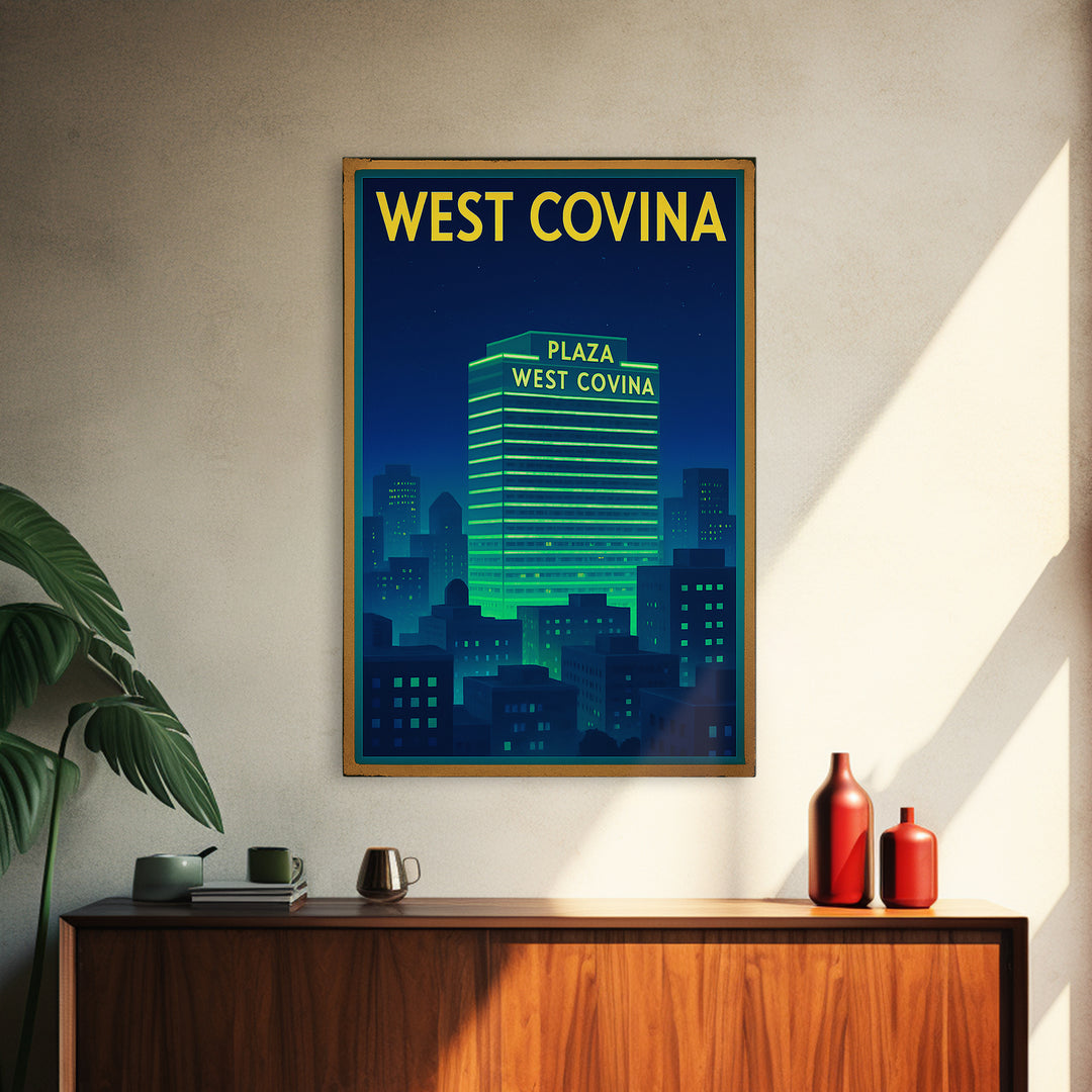 West Covina Travel Poster, Canvas Print, Cyberpunk Style City Art, West Covina City Art, Travel Poster Set, Travel Wall Art, Poster Print