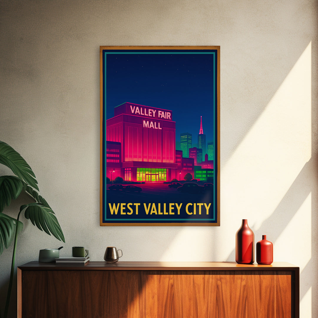 West Valley City Utah Travel Poster, Canvas Print, Cyberpunk Style City Art, West Valley City Poster Print, Poster Art, Travel Wall Art
