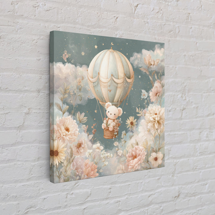 Floating Hot Air Balloon Framed Canvas Print, Nursery Art, Digital Art, Nursery Decor, Fine Art, Nursery, Girl Nursery Decor, NUR-1x1-12