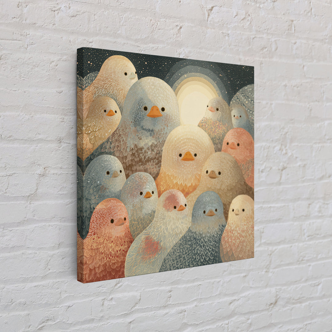 Ducklings Following a Mother Duck Canvas Print, Nursery Art, Playroom Wall Decor, Nursery Decor, Nursery, Modern Decor, NUR-1x1-14