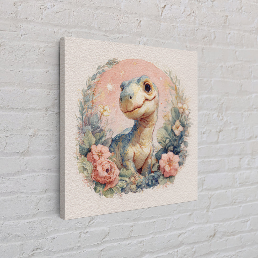 Tiny Dinosaur with Friendly Expression Canvas Print, Nursery Art, Nursery Prints, Nursery Decor, Oil Painting, Nursery, NUR-1x1-15