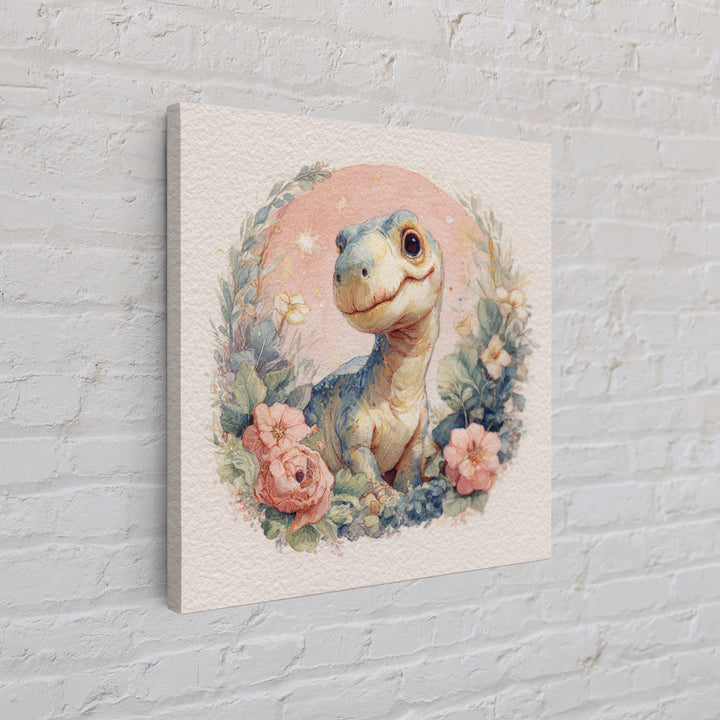 Tiny Dinosaur with Friendly Expression Canvas Print, Nursery Art, Nursery Prints, Nursery Decor, Oil Painting, Nursery, NUR-1x1-15