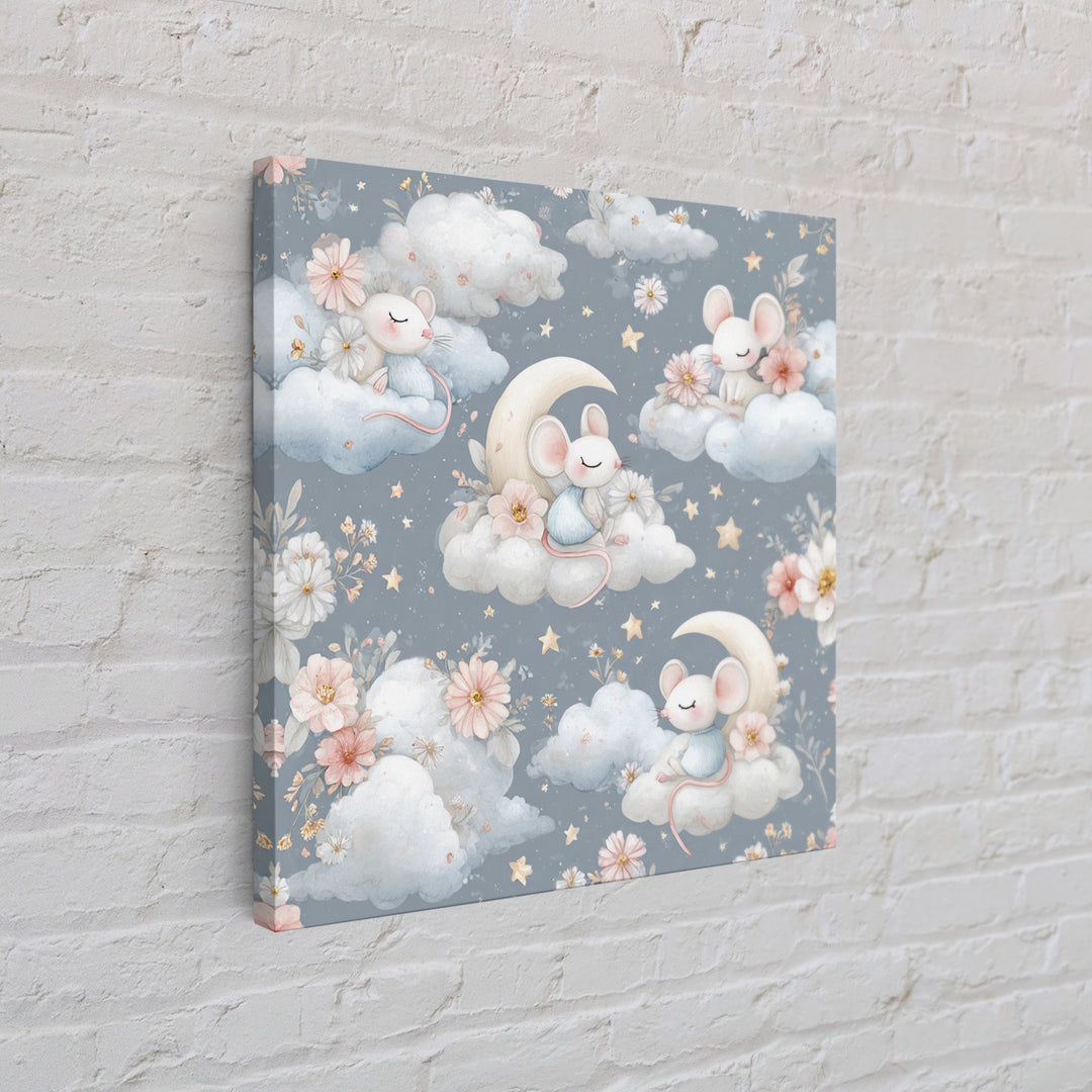Ballet Mouse in Storybook Style Canvas Print, Nursery Art, Wall Hangings, Nursery Decor, Nursery, Digital Download Art, NUR-1x1-20