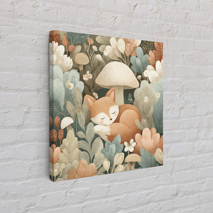 Woodland Fox Tucked Framed Canvas Print, Nursery Art, Nursery Wall Art, Nursery Decor, Oil Painting, Nursery, Woodland Nursery, NUR-1x1-28