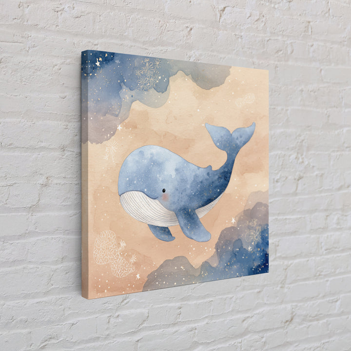 Whale and Tiny Stars Framed Canvas Print, Nursery Art, Home Decor, Nursery Decor, Fine Art, Nursery, Contemporary Art, NUR-1x1-32