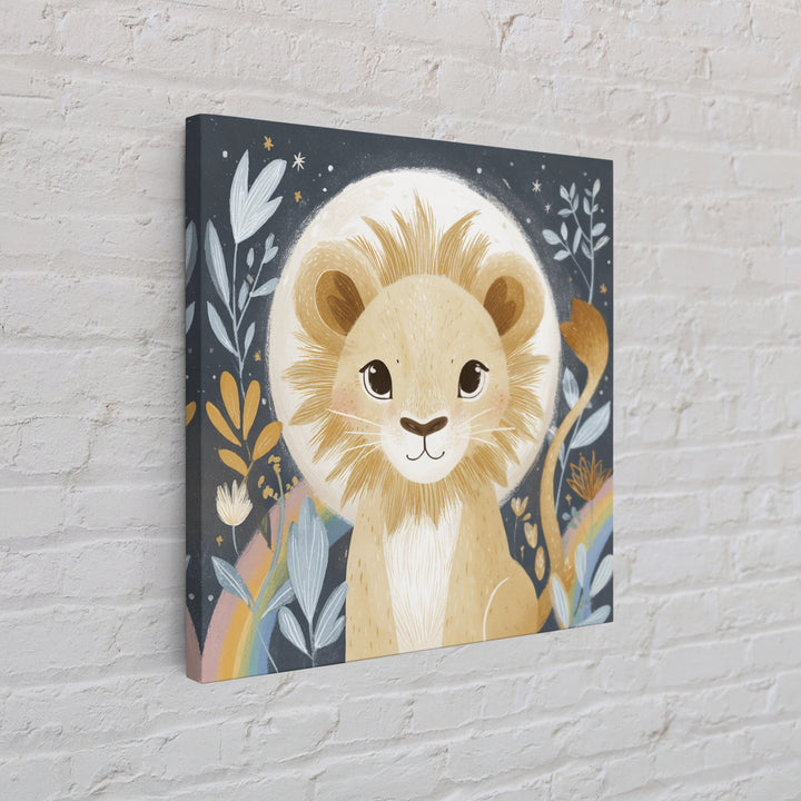 Lion Cub with Soft Golden Mane Framed Canvas Print, Nursery Art, Fine Art Print, Nursery Decor, Abstract Art, Nursery, NUR-1x1-33